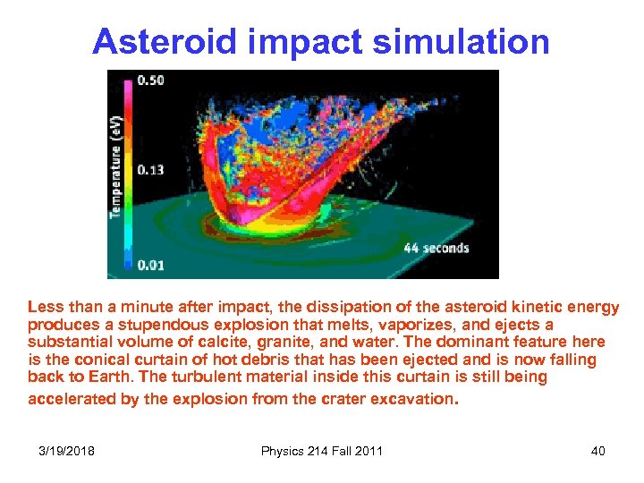 Asteroid impact simulation Less than a minute after impact, the dissipation of the asteroid