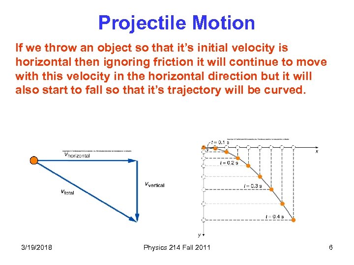 Projectile Motion If we throw an object so that it’s initial velocity is horizontal