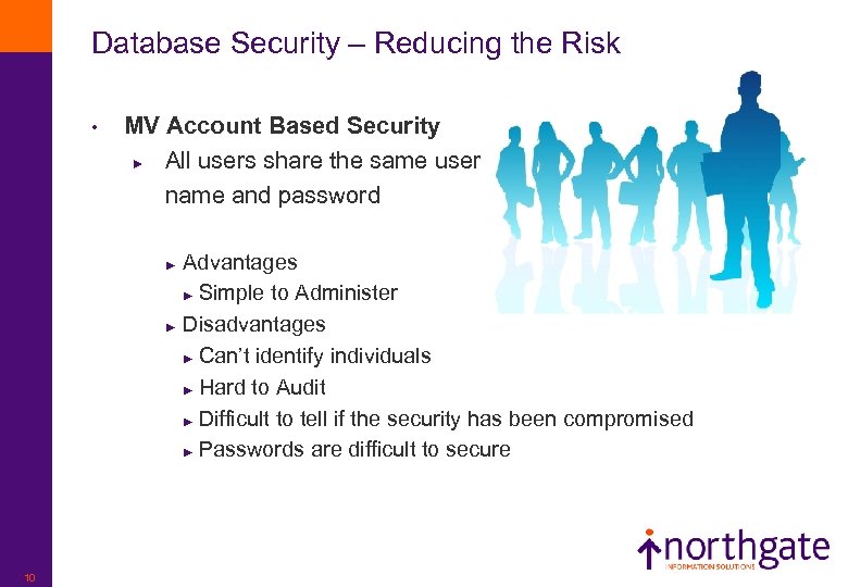 Database Security – Reducing the Risk • MV Account Based Security ► All users
