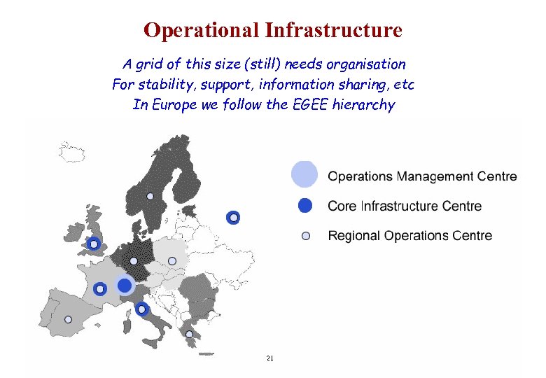 Operational Infrastructure A grid of this size (still) needs organisation For stability, support, information