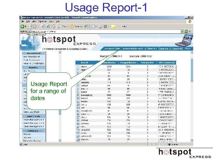 Usage Report-1 Usage Report for a range of dates 