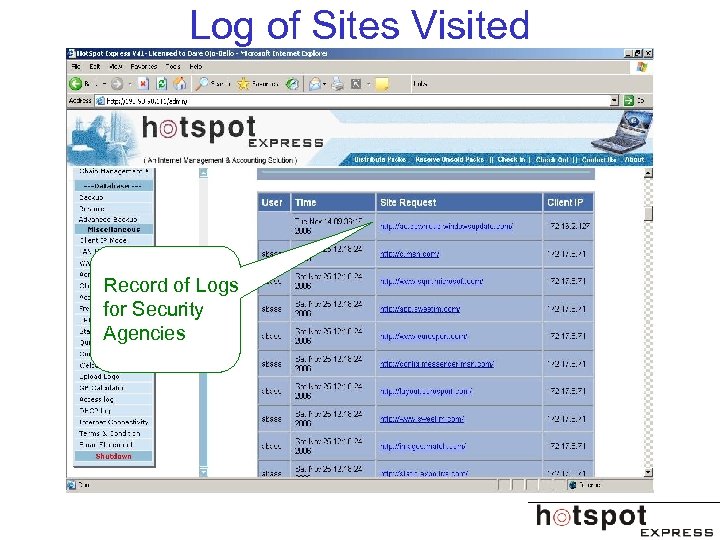 Log of Sites Visited Record of Logs for Security Agencies 