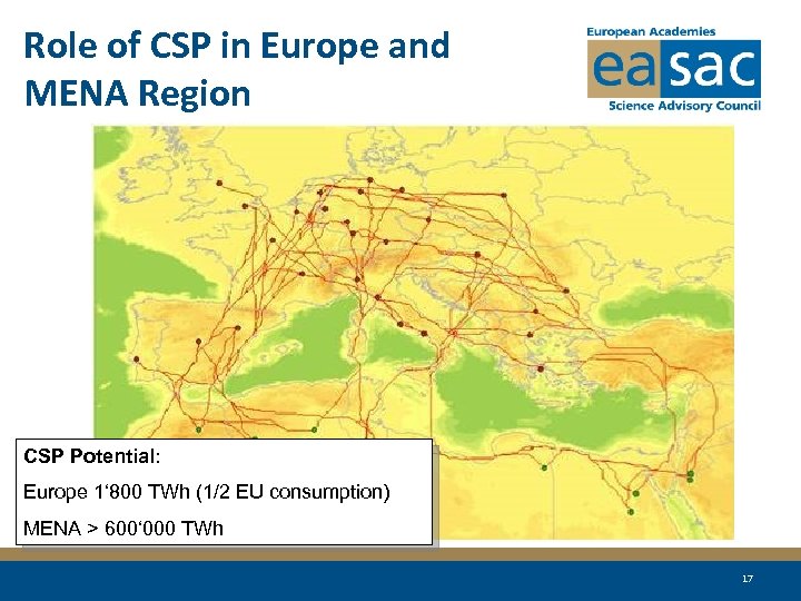 Role of CSP in Europe and MENA Region CSP Potential: Europe 1‘ 800 TWh