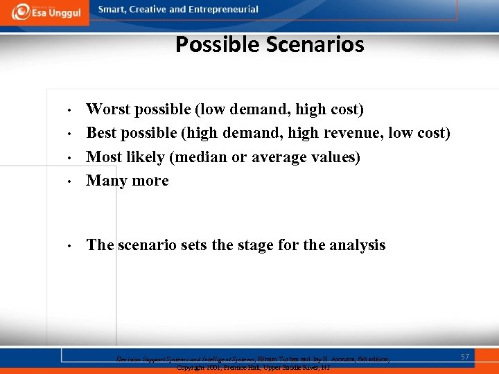 Possible Scenarios • Worst possible (low demand, high cost) Best possible (high demand, high