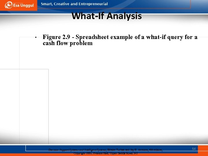 What-If Analysis • Figure 2. 9 - Spreadsheet example of a what-if query for