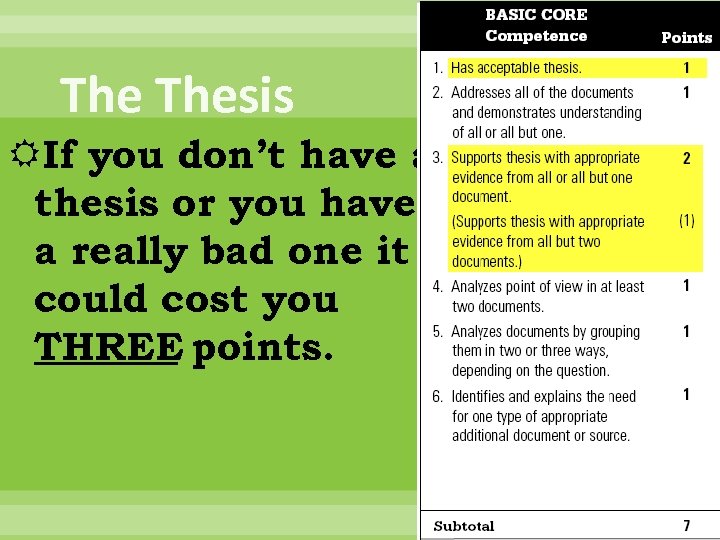The Thesis If you don’t have a thesis or you have a really bad