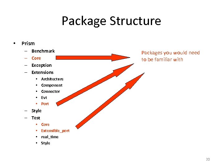 Package Structure • Prism – – Benchmark Core Exception Extensions • • • Packages