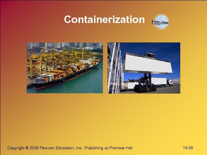 Containerization Copyright © 2009 Pearson Education, Inc. Publishing as Prentice Hall 16 -35 