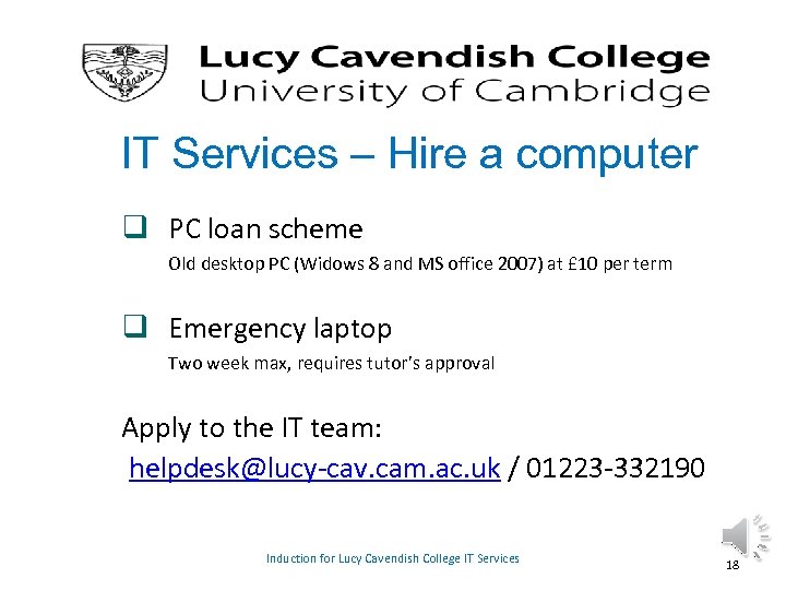 IT Services – Hire a computer q PC loan scheme Old desktop PC (Widows