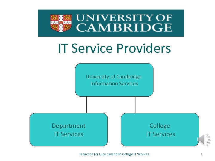 IT Service Providers University of Cambridge Information Services Department IT Services College IT Services
