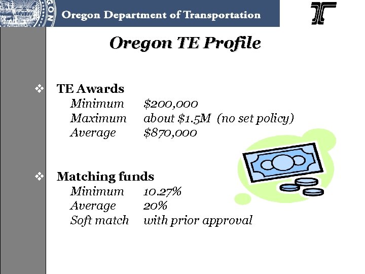 Oregon TE Profile v TE Awards Minimum Maximum Average $200, 000 about $1. 5