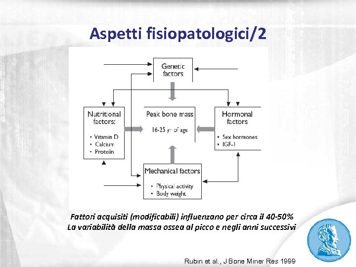 Aspetti fisiopatologici/2 Fattori acquisiti (modificabili) influenzano per circa il 40 -50% La variabilità della
