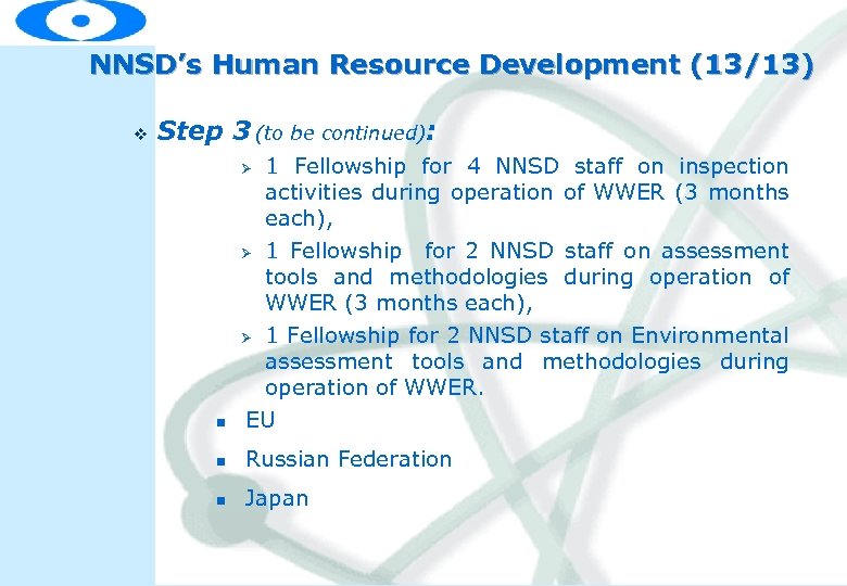 NNSD’s Human Resource Development (13/13) v Step 3 (to be continued): 1 Fellowship for