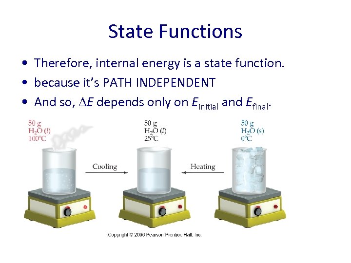 State Functions • Therefore, internal energy is a state function. • because it’s PATH