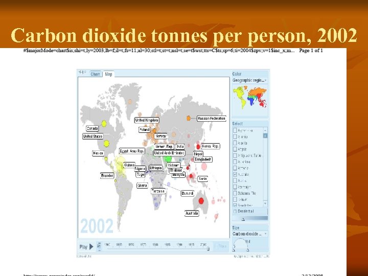 Carbon dioxide tonnes person, 2002 