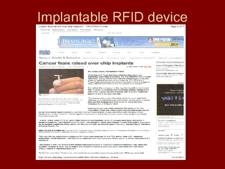 Implantable RFID device 