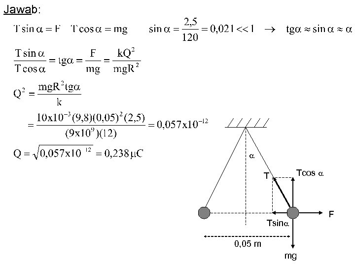 Jawab: Tcos T Tsin 0, 05 m mg F 
