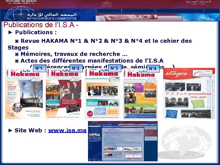 Publications de l’I. S. A ► Publications : ◙ Revue HAKAMA N° 1 &