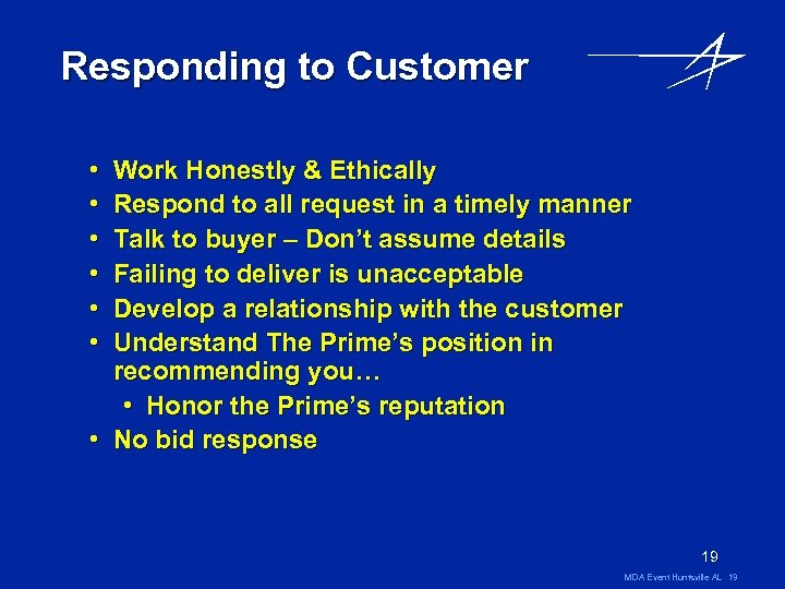Responding to Customer • • • Work Honestly & Ethically Respond to all request