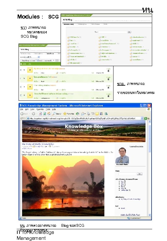 Modules : SCG Blog ขวา ภาพหนาจอ หมวดหมของ SCG Blog หน า 19 ซาย ภาพหนาจอ