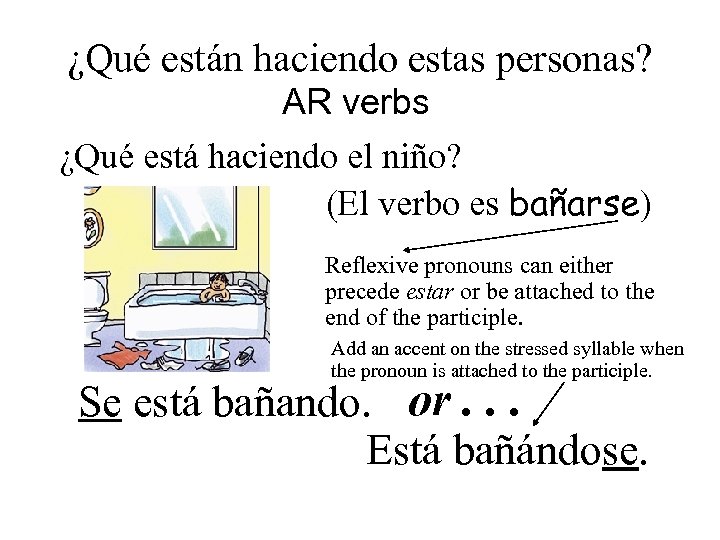 ¿Qué están haciendo estas personas? AR verbs ¿Qué está haciendo el niño? (El verbo