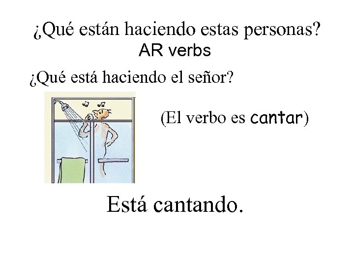 ¿Qué están haciendo estas personas? AR verbs ¿Qué está haciendo el señor? (El verbo