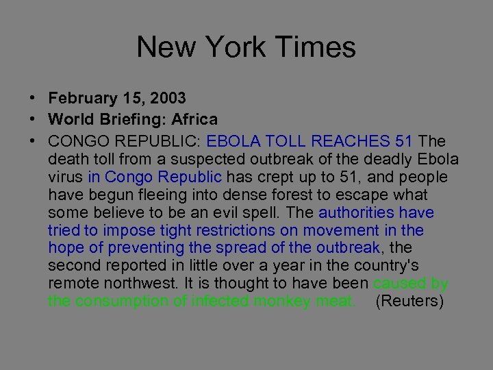 New York Times • February 15, 2003 • World Briefing: Africa • CONGO REPUBLIC: