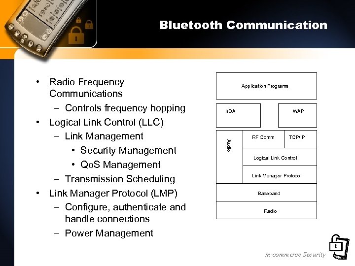 Bluetooth Communication Application Programs Ir. DA Audio • Radio Frequency Communications – Controls frequency