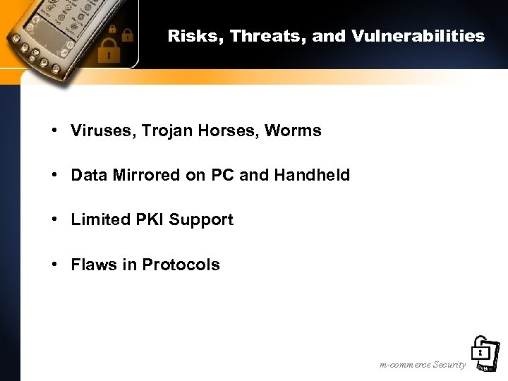 Risks, Threats, and Vulnerabilities • Viruses, Trojan Horses, Worms • Data Mirrored on PC