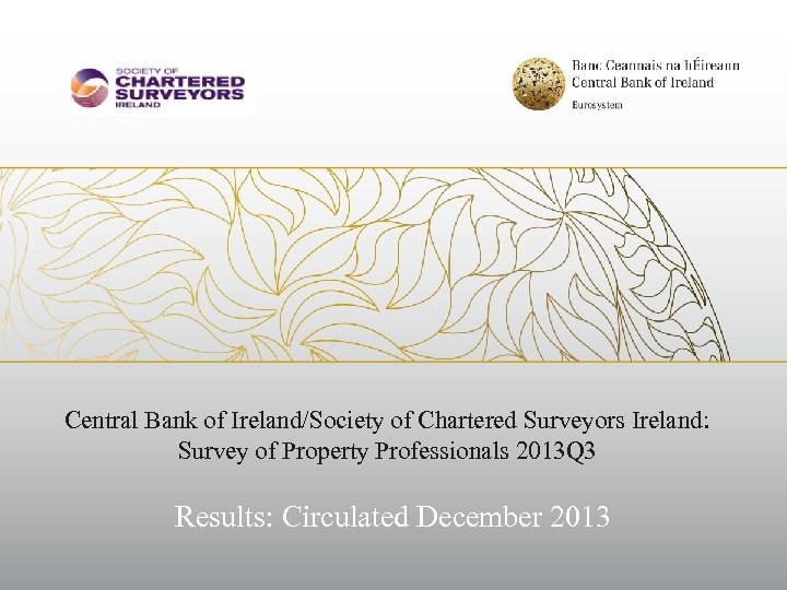 Central Bank of Ireland/Society of Chartered Surveyors Ireland: Survey of Property Professionals 2013 Q