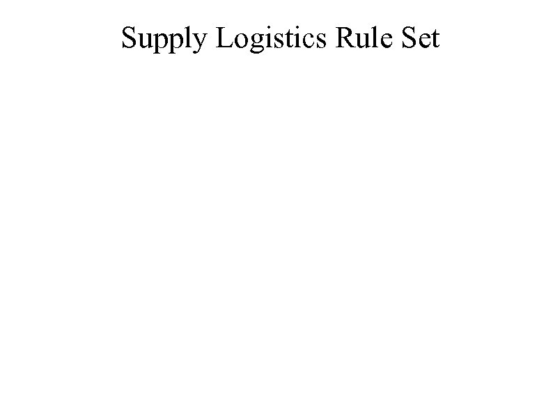 Supply Logistics Rule Set 