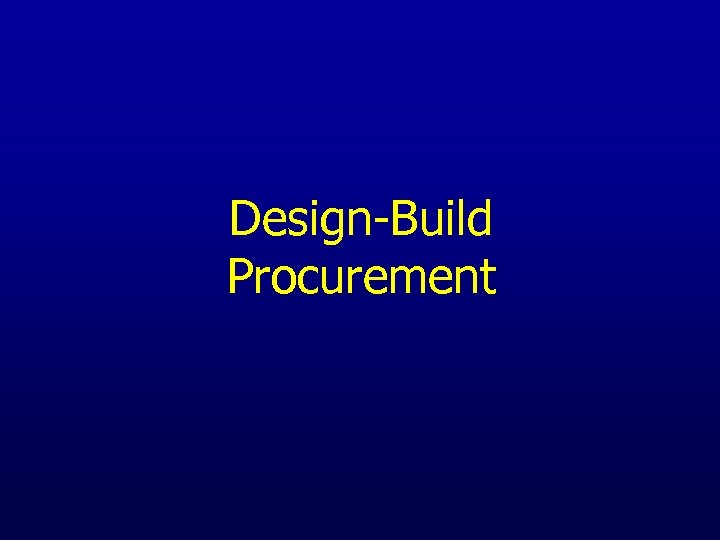 Design-Build Procurement 