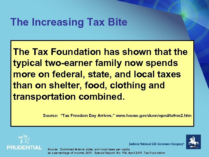 The Increasing Tax Bite The Tax Foundation has shown that the typical two-earner family