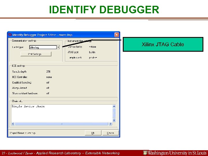 IDENTIFY DEBUGGER Xilinx JTAG Cable Extensible Zuver - Applied Platform 27 - Lockwood /