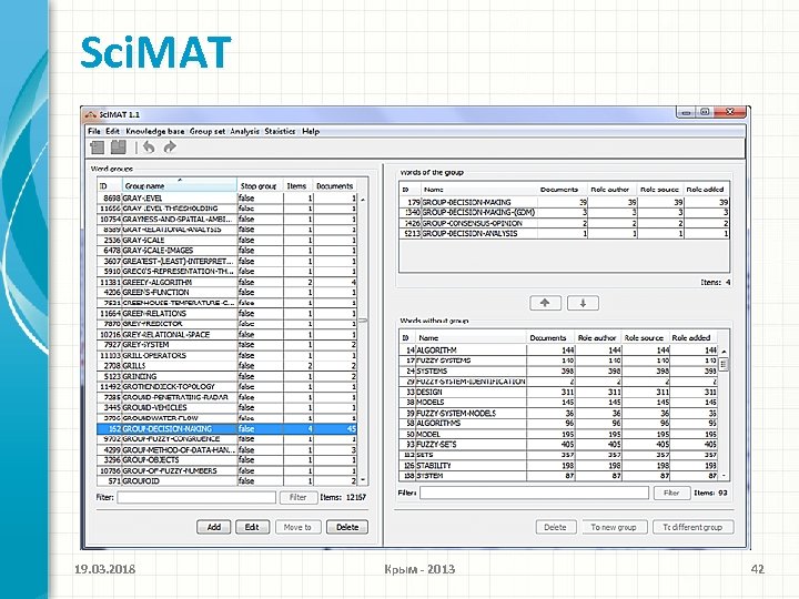 Sci. MAT Текст … 19. 03. 2018 Крым - 2013 42 