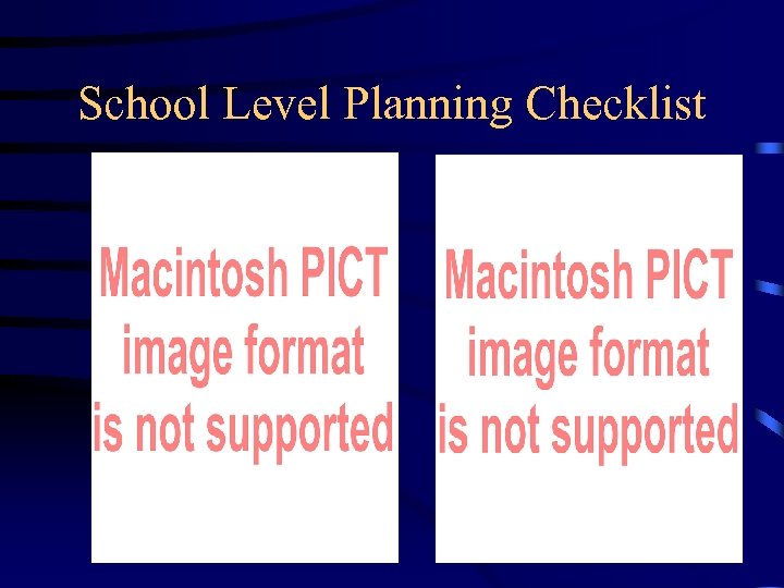 School Level Planning Checklist 