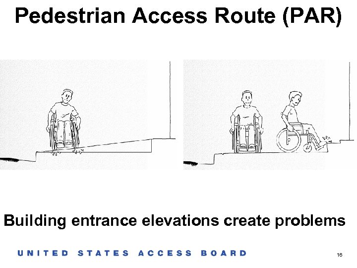 Pedestrian Access Route (PAR) Building entrance elevations create problems 16 