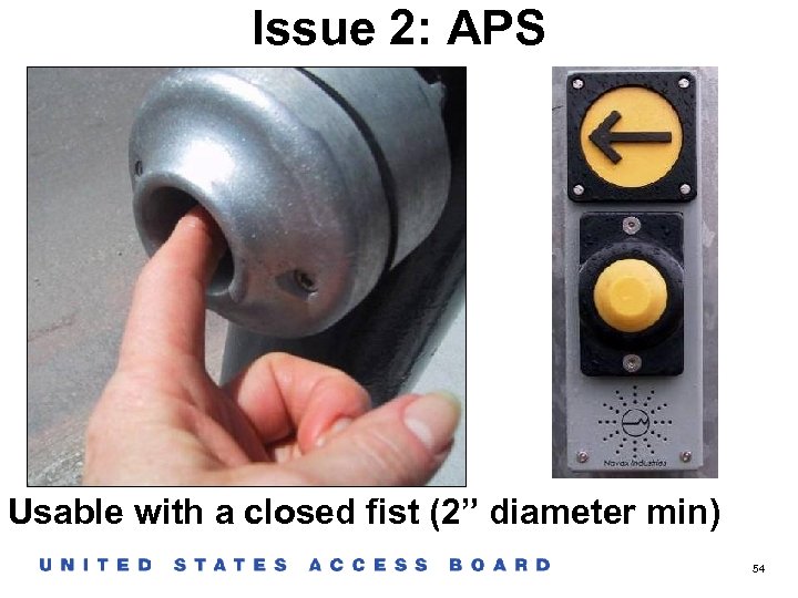 Issue 2: APS Usable with a closed fist (2” diameter min) 54 