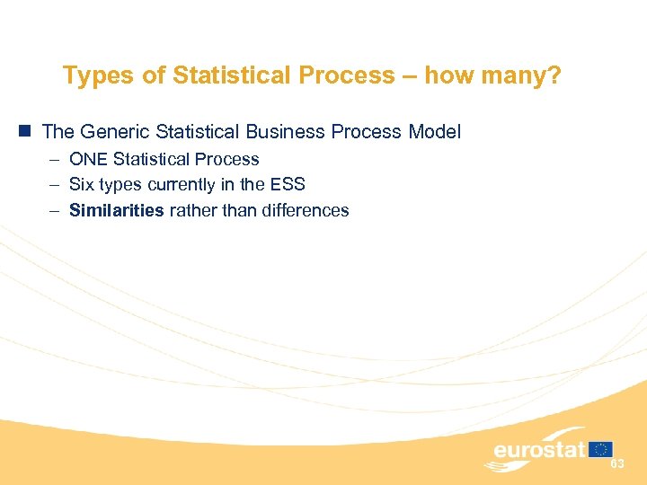 Types of Statistical Process – how many? n The Generic Statistical Business Process Model