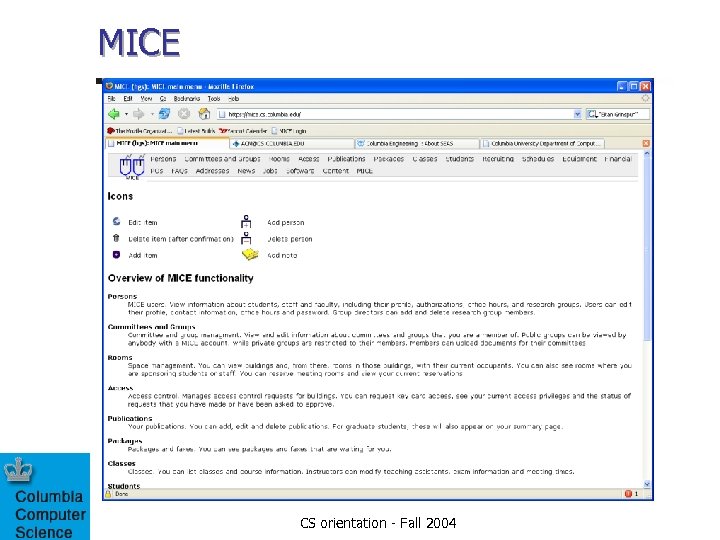 MICE CS orientation - Fall 2004 