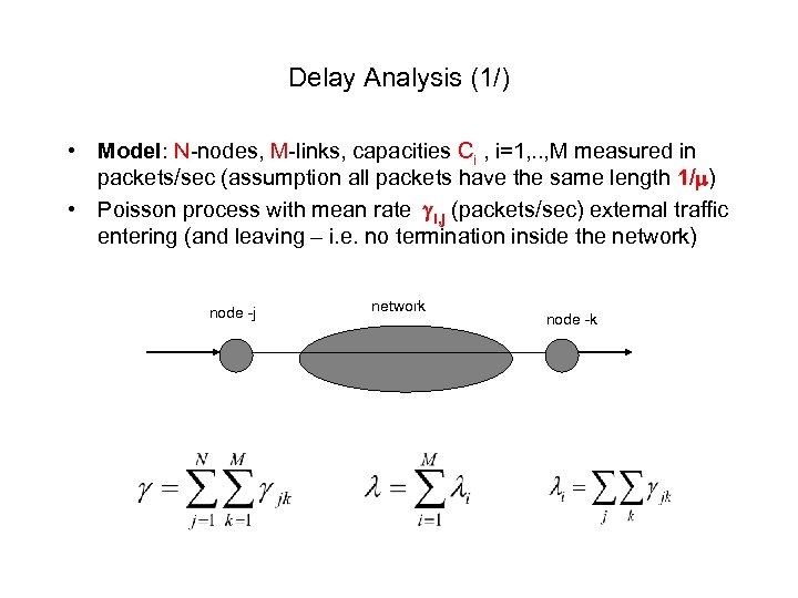 Delay Analysis (1/) • Model: N-nodes, M-links, capacities Ci , i=1, . . ,