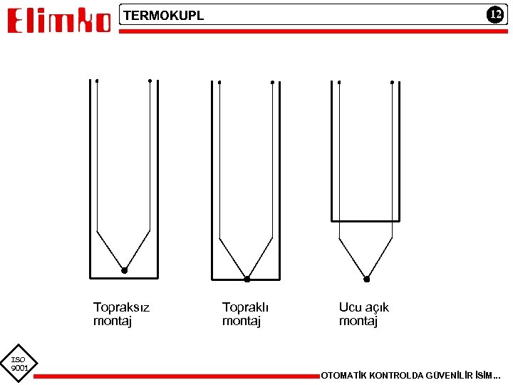 12 TERMOKUPL Topraksız montaj ISO 9001 Topraklı montaj Ucu açık montaj OTOMATİK KONTROLDA GÜVENİLİR