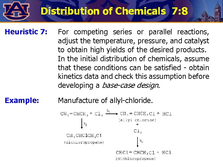 Distribution of Chemicals 7: 8 Heuristic 7: For competing series or parallel reactions, adjust