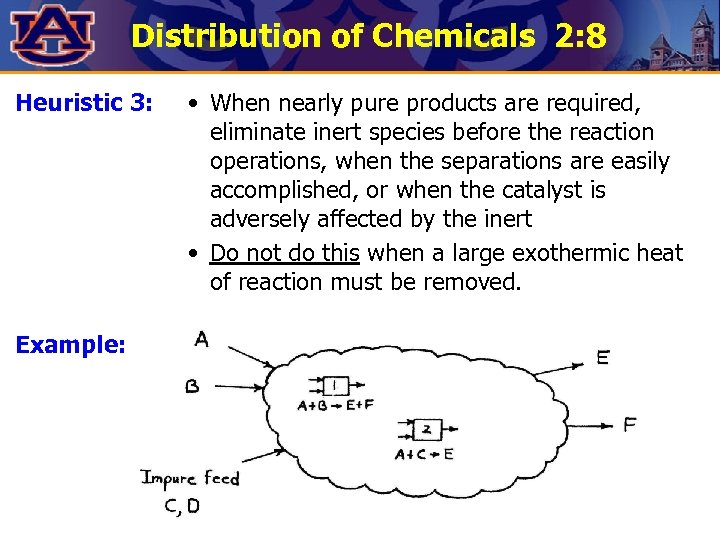 Distribution of Chemicals 2: 8 Heuristic 3: Example: • When nearly pure products are