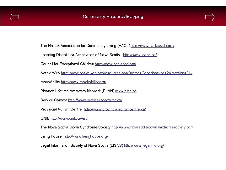 Community Resource Mapping The Halifax Association for Community Living (HACL) http: //www. halifaxacl. com/