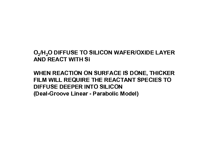 O 2/H 2 O DIFFUSE TO SILICON WAFER/OXIDE LAYER AND REACT WITH Si WHEN