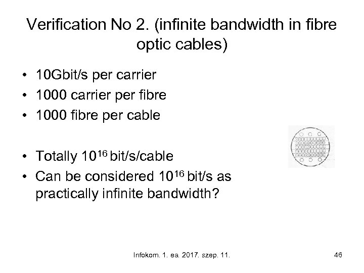 Verification No 2. (infinite bandwidth in fibre optic cables) • 10 Gbit/s per carrier