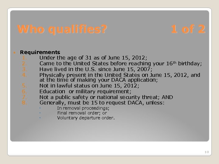Who qualifies? 1 of 2 Requirements 1. Under the age of 31 as of