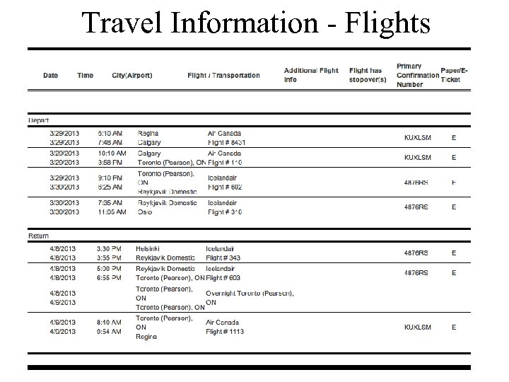 Travel Information - Flights 