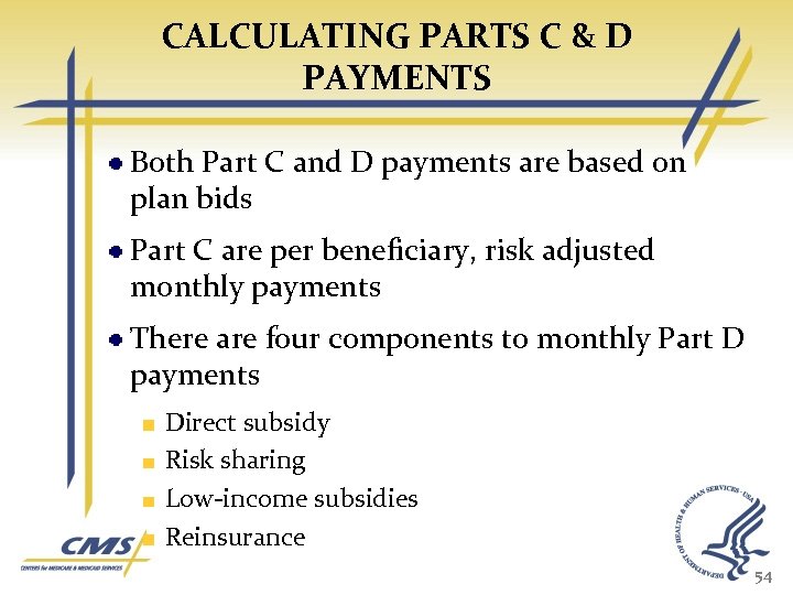 CALCULATING PARTS C & D PAYMENTS Both Part C and D payments are based